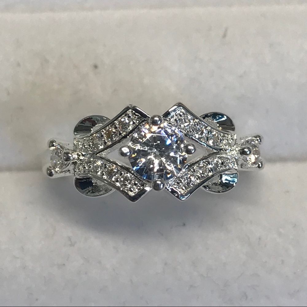 Size 7.5, Sterling Silver “Diamond” Ring